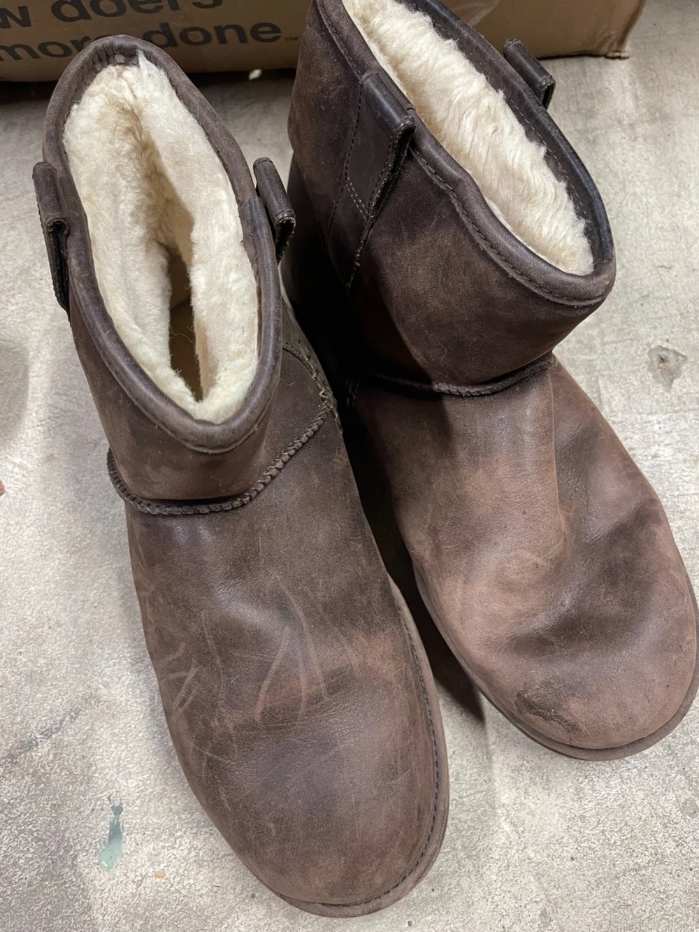 UGG Men's Brown Leather Shearling Ankle Boots